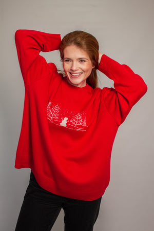 Bordowy sweter zimowy z eleganckim motywem świątecznym