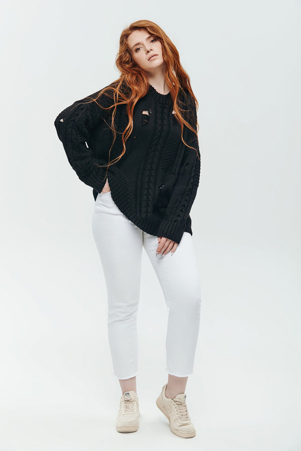 Rebeliancki czarny sweter grunge